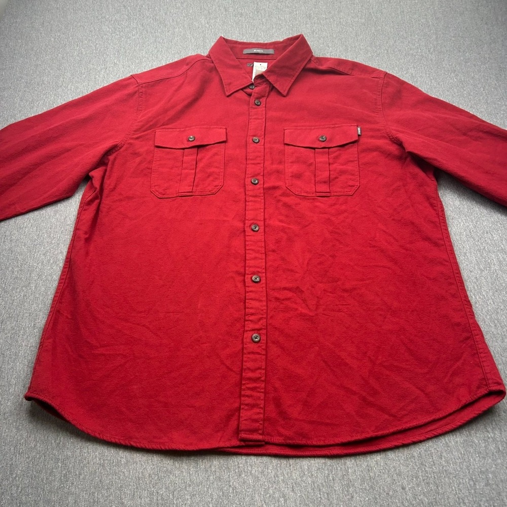 Eddie Bauer Relaxed Fit 2 Pocket Flannel Button Up Long Sleeve Shirt Mens XL Red - Picture 3 of 16
